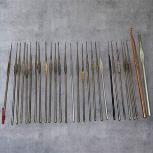 Vtg L'Oreal & Boye‎ & Susan Bates Mixed Steel Metal Lace Crochet Lace Hooks Lot